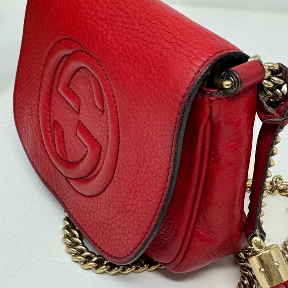 ๐ฏ Authentic Gucci Red Soho Small Crossbody Bag with Iconic GG Logo - Picture 3 of 10